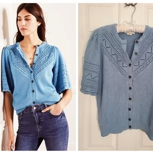 Boden Wide Sleeve Crochet Cardigan